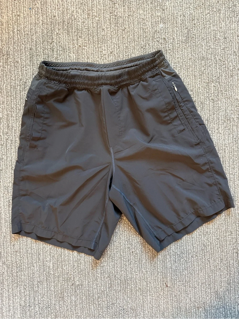 Birddogs Men’s Gray Performance Athletic Shorts Zip Pockets Size L